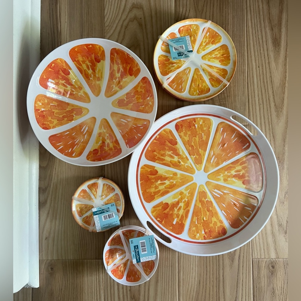 NEW Orange Melamine Set